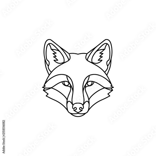 Clean black and white line art of a fox face