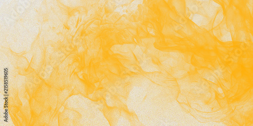 Abstract yellow watercolor splash on textured paper, vibrant orange ink wash background, artistic paint smoke effect for creative design
