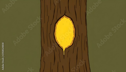 Tree trunk with a glowing eye-shaped hollow