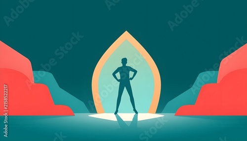 Confident silhouette standing in a glowing archway