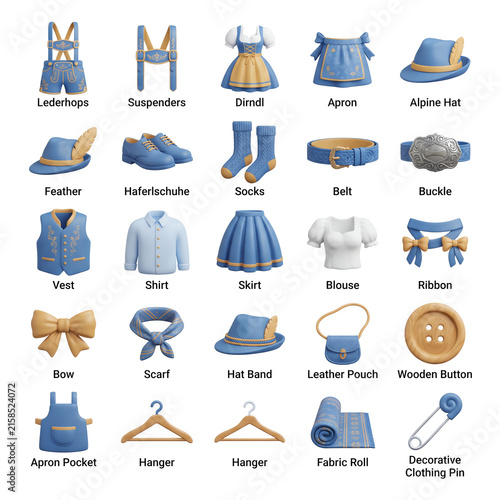 Bavarian Traditional Clothing and Accessories Set Oktoberfest Style