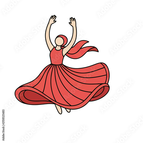 Woman in Red Dress Dancing