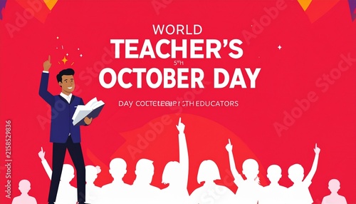 World Teachers’ Day red celebration poster