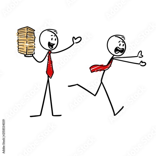 A boss offered a job, and the other person ran off, leaving him behind.