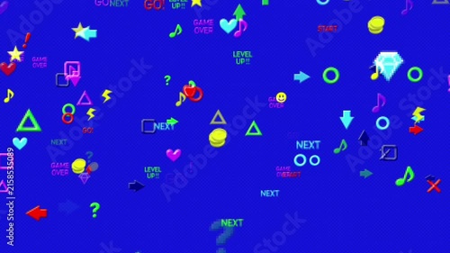 ドット絵のアイコンのポップなゲームの世界　バウンド　ループ