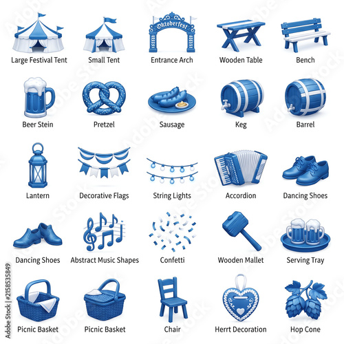 Oktoberfest Icons Beer Food Music and Celebration Elements