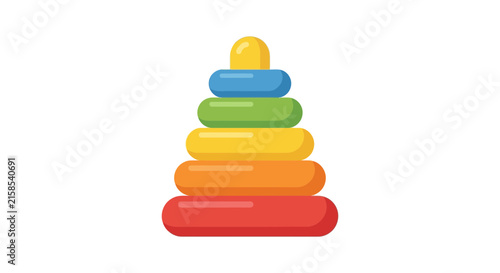 Colorful stacking rings toy is displayed on a white background a classic childhood development tool