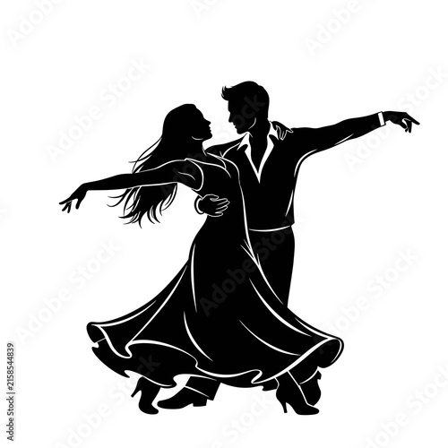 Ballroom Dancing Couple Silhouette Illustration