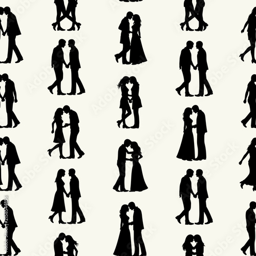 Tiny Couple Silhouettes Minimalist Pattern
