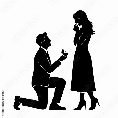 Marriage Proposal Man Kneeling to Woman