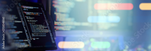 Digital technology industry concept development of programming and coding technologies.