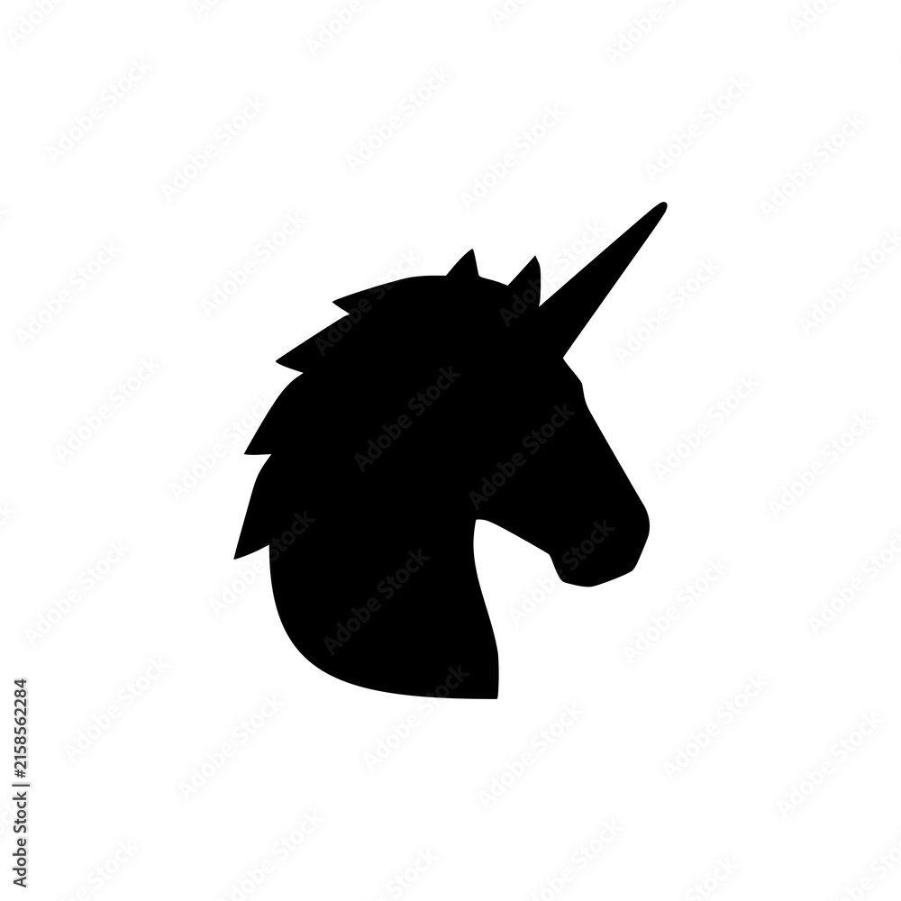 Fototapeta premium Silhouette head unicorn sign icon isolated on white background