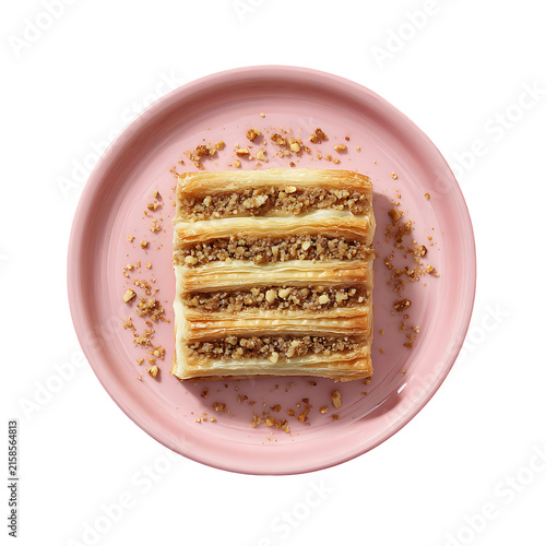 Perfect square puff pastry with nut topping evenly spread