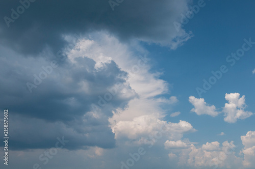Dramatic cloudy summer sky above Uvildy lake, South Ural, Russian Federation