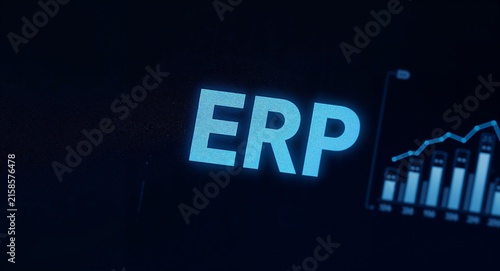 Photo realistic as ERP interface and chart icon with blank area for personalized messages - A customizable ERP interface and chart icon featuring a blank area for adding personalized concept.