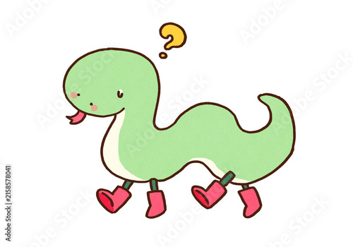 Foto Snake feeling uncomfortable with newly grown legs wearing boots, drawing legs on