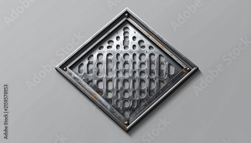 Square Metal Grate with Diamond Pattern Design.