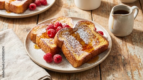 French Toast with Raspberries and Powdered Sugar breakfast