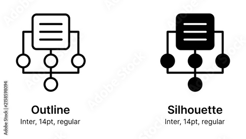 Photography Organizational Chart Icons: Two distinct icons representing organizational structures - one in outline style and the other in solid silhouette