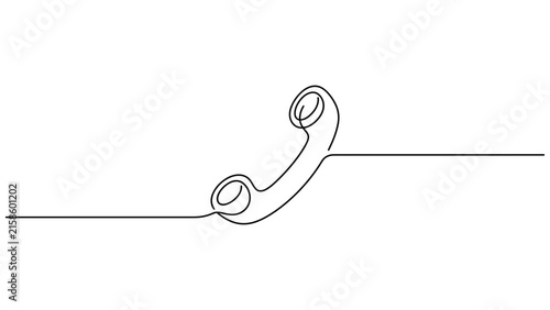 Continuous one line drawing of a retro telephone handset icon