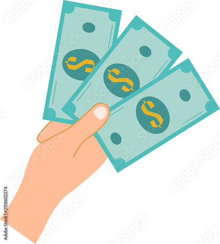 Illustration of a hand holding money.