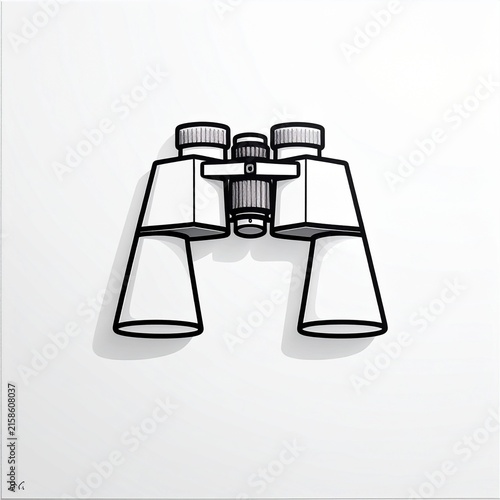 Black and white illustration of binoculars for observation.