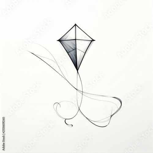 Hand Drawn Diamond Kite with Flowing Tail Illustration.