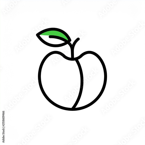 Minimalist green apple line art illustration design.