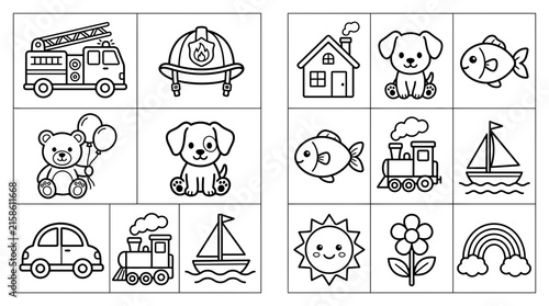 A set of cute cartoon illustrations.