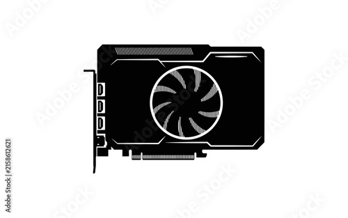 Canvas Print Graphics card silhouette on a white background detailed vector illustration