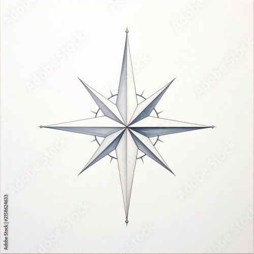 Elegant Compass Star Design on Light Background.