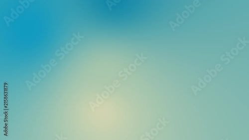 Seamless looping motion graphic of a smooth gradient slowly shifting between teal, blue and pale yellow, creating a calm out of focus abstract backdrop.