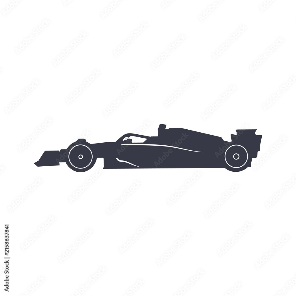 Naklejka premium Racing car and formula race silhouette design vector illustration template