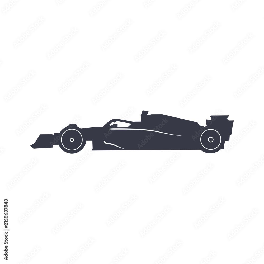 Naklejka premium Racing car and formula race silhouette design vector illustration template