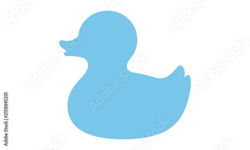 Cute, light, blue, rubber, duck, silhouette, icon, isolated, white, background, baby, bath, toy, simple, minimalist, vector, duckling, aquatic, animal, graphic