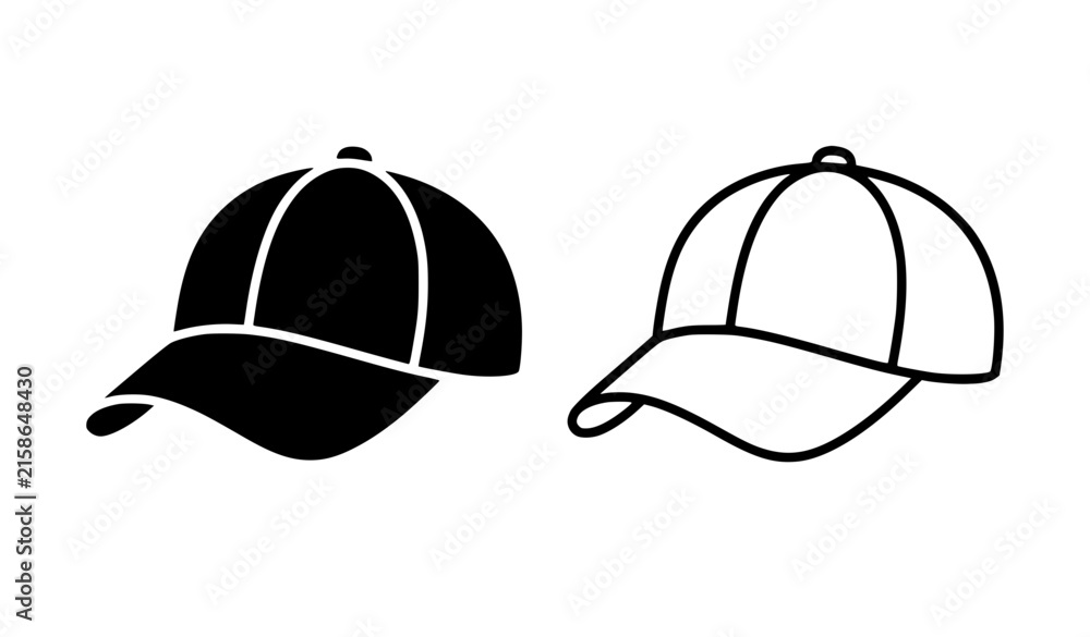 Fototapeta premium Baseball Cap Icon Set