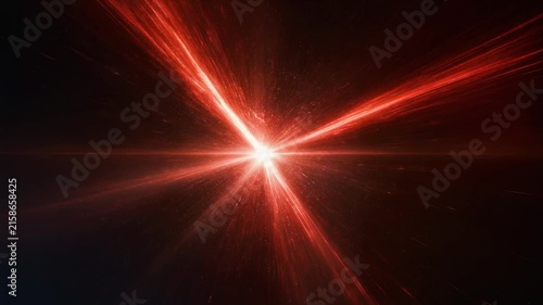 Red Laser Light Beams Crossing in Dark Space 4K
