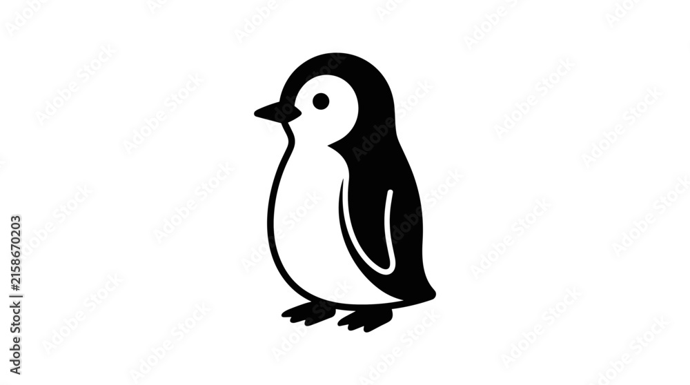 Fototapeta premium Cute cartoon penguin icon isolated on white background simple graphic design