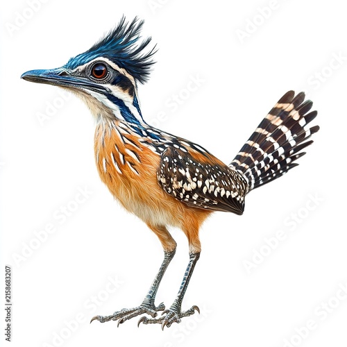 Photo of Colorful Greater Roadrunner Isolated on white background