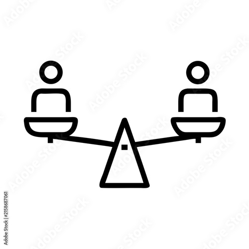 Foto Equality icon with people on balance scale for social justice concept