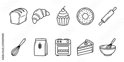 Bakery Icon Set – Minimal Baking and Pastry Vector Collection