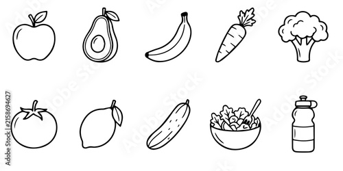 Healthy Food Icon Set – Minimal Nutrition Vector Collection