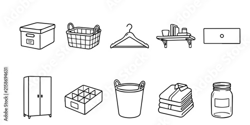 Home Organization Icon Set – Minimal Household Vector Collection