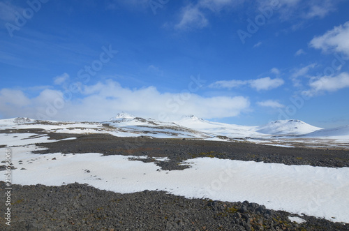 Stunning landscape of glaciers and snowcapped mountains in Iceland