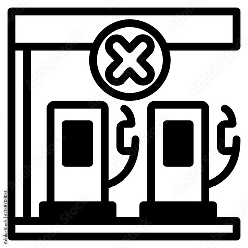  Fuel Station Shortage Icon, Solid style icon vector illustration, Suitable for website, mobile app, print, presentation, infographic and any other project.