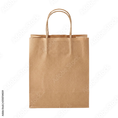 Brown kraft paper shopping bag with twisted handles