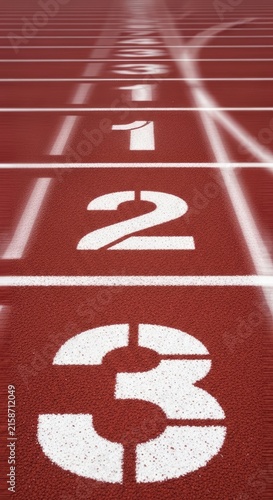 Running Track Lanes with Numbers for Competition.