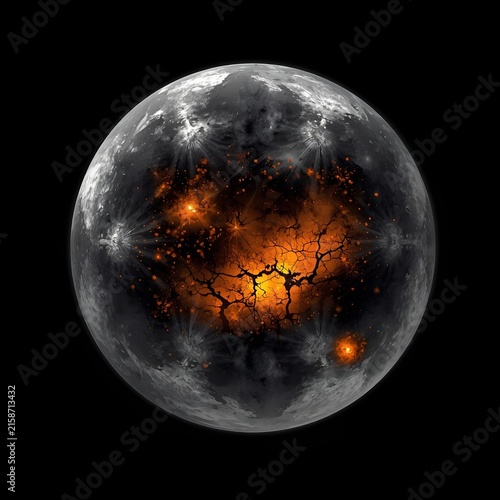 molted planet in space in a dark background photo