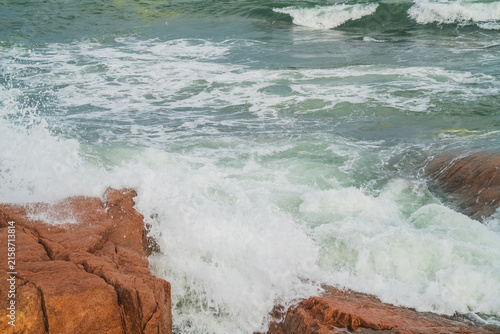 The natural beauty of reefs, beaches, and waves along the coast of Qingdao, China