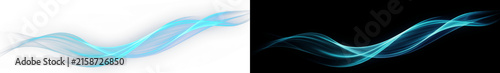 Abstract blue light wave, smooth glowing motion trail with lens flare effect on dark and white background, dynamic energy stream for modern web design, digital art, and abstract futuristic branding